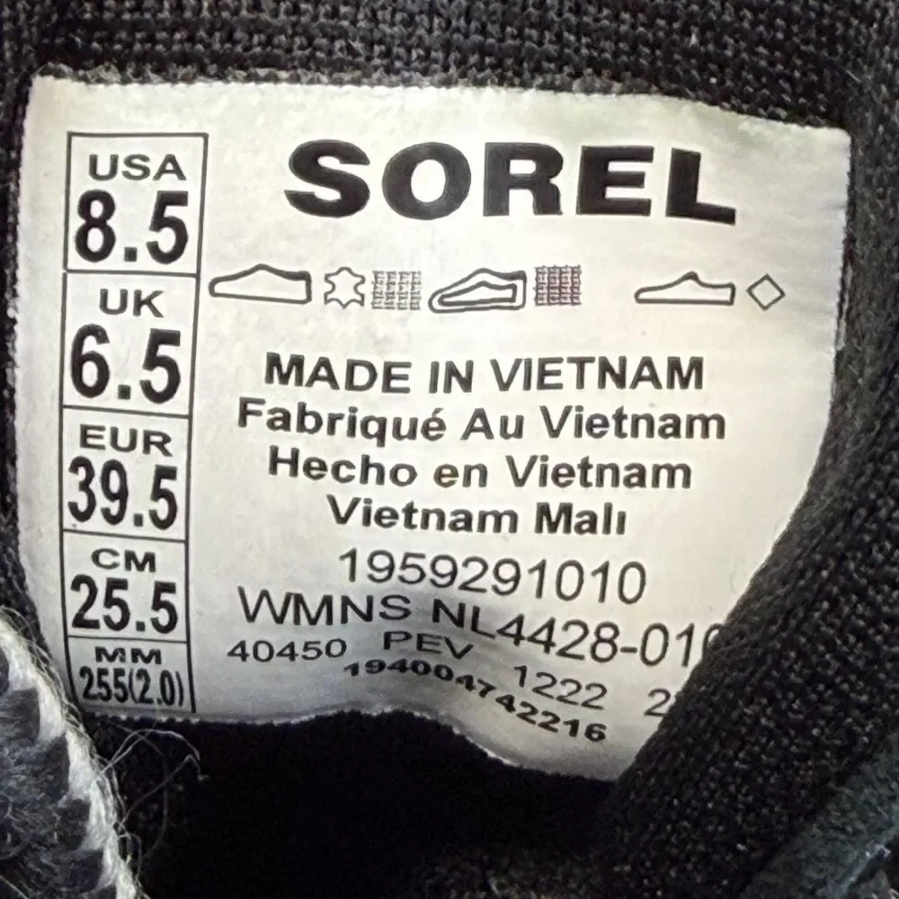 Sorel Winter Sneaker Shoes Womens Size 8.5 Gray Textile Lace Up Boots NL4428-010